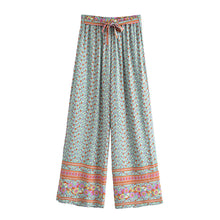 Load image into Gallery viewer, Green Floral Two Piece Outfits,Rayon Cotton Boho Sets