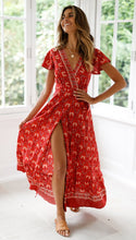 Load image into Gallery viewer, Red Floral Print,Boho Dress,Maxi Dress