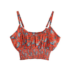 Load image into Gallery viewer, Red Floral Print Two Piece Outfits, Rayon Cotton Boho Sets