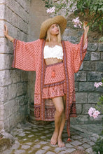 Load image into Gallery viewer, Pink Floral Print,Bohemian Kimono,Boho Robe