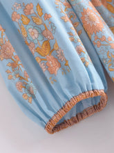 Load image into Gallery viewer, Blue Floral Print Bohemian Mini Dress , Rayon Boho Dress