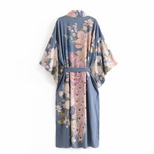 Load image into Gallery viewer, Boho Kimono ,Bikini Cover-ups,Peacock Flower