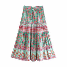 Load image into Gallery viewer, Floral peacock printed ,Boho skirt ,Vintage Maxi skirt