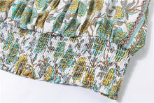 Load image into Gallery viewer, Boho Sets, Green Floral Print ,Pants and Tops