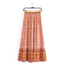 Load image into Gallery viewer, Camel Floral Print,Bohemian skirt ,Boho Maxi Skirt