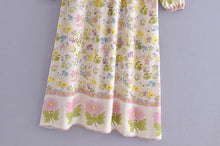 Load image into Gallery viewer, Beige Floral Print,Bohemian Maxi Dress,Boho Dress