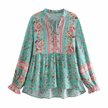 Load image into Gallery viewer, Boho Blouse, Vintage Blouse,Floral Print