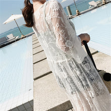 Load image into Gallery viewer, White hollow Out ,Bohemian maxi dress, Boho kimono