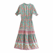 Load image into Gallery viewer, Ruffles Floral,Bohemian Midi Dress ,Boho Dress