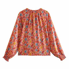 Load image into Gallery viewer, Boho Blouse, Vintage beach Shirt,Floral print
