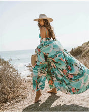 Load image into Gallery viewer, Boho Kimono,Bikini Cover-ups,Green Crane Floral