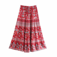 Load image into Gallery viewer, Floral peacock printed ,Boho skirt ,Vintage Maxi skirt