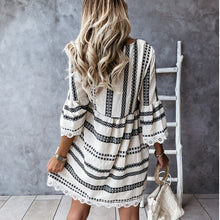 Load image into Gallery viewer, Striped Print Lace ,Bohemian Mini Dress,Boho Sundress