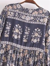 Load image into Gallery viewer, Grey Floral Print,Bohemian Maxi Dress,Boho Dress