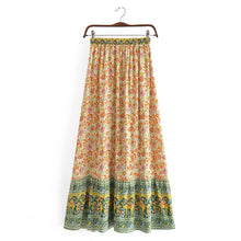 Load image into Gallery viewer, Camel Floral Print,Bohemian Maxi skirt , Boho Skirt