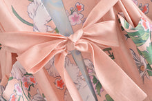 Load image into Gallery viewer, Peacock pink Floral Print, bohemian robe ,Boho Maxi Kimono