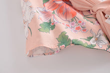 Load image into Gallery viewer, Peacock pink Floral Print, bohemian robe ,Boho Maxi Kimono