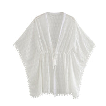Load image into Gallery viewer, Boho Robe,Short Kimono ,White Cover-ups