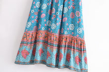 Load image into Gallery viewer, Purple Floral Print,Bohemian Skirt,Boho Maxi Skirt