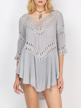 Load image into Gallery viewer, White Hollow Out,Bohemian Mini Dress,Boho Sundress