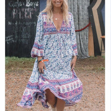 Load image into Gallery viewer, Floral Print,Bohemian Midi Sundress, Boho Dress