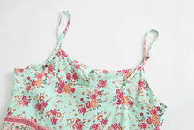 Load image into Gallery viewer, Green Floral Print,Boho Strapless Dress,Boho Maxi Dress