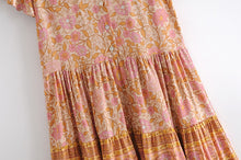 Load image into Gallery viewer, Floral print, deep V-neck, mini dress, Boho happie dresses