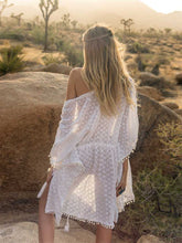 Load image into Gallery viewer, Boho Robe,Short Kimono ,White Cover-ups