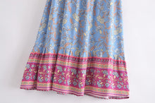 Load image into Gallery viewer, Blue Floral Print ,Bohemian Skirt,Boho Maxi Skirt