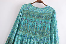 Load image into Gallery viewer, Pink Floral Print ,Bohemian Maxi Dress ,Boho Dress