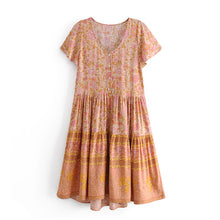 Load image into Gallery viewer, Floral print, deep V-neck, mini dress, Boho happie dresses