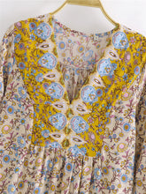 Load image into Gallery viewer, Floral print,deep V-neck,mini dress ,Boho dresses