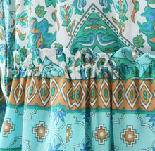 Load image into Gallery viewer, Boho Sets,Mini Tops and Skirts,Green Floral Print