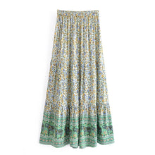 Load image into Gallery viewer, Green floral print ,Bohemian skirt,Boho Maxi Skirt