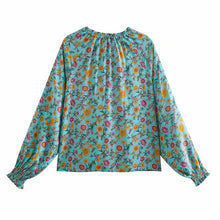 Load image into Gallery viewer, Boho Blouse, Vintage beach Shirt,Floral print