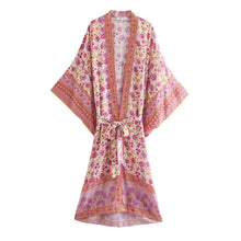 Load image into Gallery viewer, Floral Print ,batwing Sleeves ,Boho robe Kimono