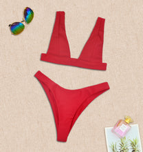 Load image into Gallery viewer, Solid High Waist, Bikini Swimsuit , Swim Beachwear