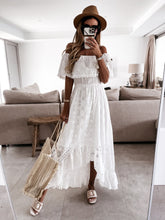 Load image into Gallery viewer, White Lace Hollow Out ,Boho Maxi Dress,Bohemian Sundress