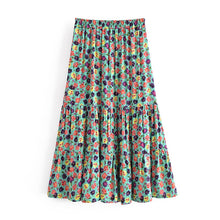 Load image into Gallery viewer, Green Floral Print,Bohemian Skirt ,Boho Maxi Skirt