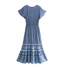 Load image into Gallery viewer, Floral Print Sundress,off shoulder Boho dress ,Midi Dress