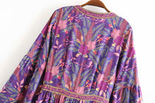 Load image into Gallery viewer, Purple Floral Print,Bohemian Maxi Dress,Boho Dress