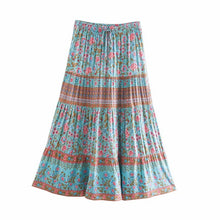 Load image into Gallery viewer, Floral peacock printed ,Boho skirt ,Vintage Maxi skirt