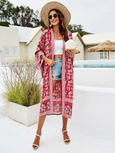 Load image into Gallery viewer, Floral Print ,batwing Sleeves ,Boho robe Kimono