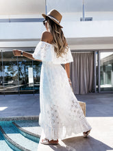 Load image into Gallery viewer, White Lace Hollow Out ,Boho Maxi Dress,Bohemian Sundress