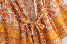 Load image into Gallery viewer, Yellow Floral Print ,Boho Kimono,Bikini Cover-ups
