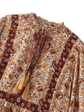 Load image into Gallery viewer, Pink floral print, Bohemian midi dress ,Boho sundress