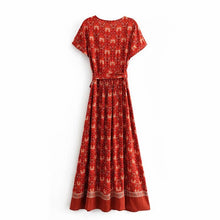 Load image into Gallery viewer, Red Floral Print,Boho Dress,Maxi Dress