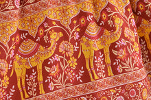 Load image into Gallery viewer, Camel Floral Print,Bohemian skirt ,Boho Maxi Skirt