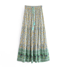 Load image into Gallery viewer, Green floral print ,Bohemian skirt,Boho Maxi Skirt