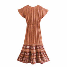 Load image into Gallery viewer, Floral Print Sundress,off shoulder Boho dress ,Midi Dress